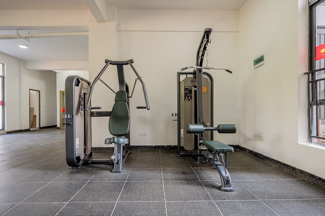 Fully equipped gym in Riverside Nairobi apartment complex