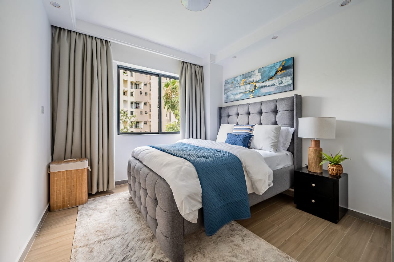 Second furnished bedroom in Riverside Nairobi apartment