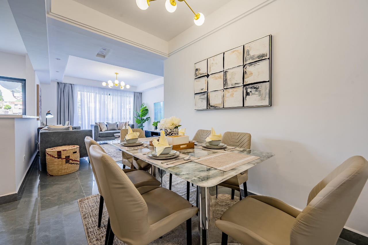 Dining area with elegant setup in Riverside Nairobi apartment